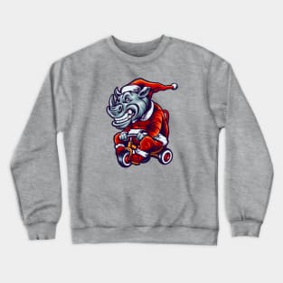 Cute Christmas Rhino on a Tricycle Crewneck Sweatshirt